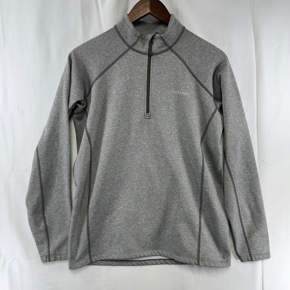 Simms‎ Quarter Zip Pullover Mens Small Gray Heathered Fleece Fishing Layer